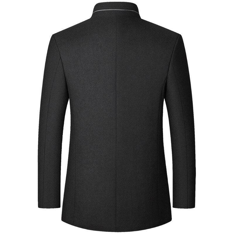 Warm Wool Stand Collar Coat Men Solid Slim Daily Windproof Vintage - Plus Size Woolen Winter Overcoat (D100)(TM4)(CC1) - Deals DejaVu