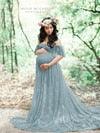 Maternity Wedding Dress Sexy Lace Photography Props Pregnancy Woman Photo Shoot Pregnant Baby Shower Clothes Cotton Maxi Gown (Z6)(1Z1)(2Z1)(3Z1)(7Z1) - Deals DejaVu