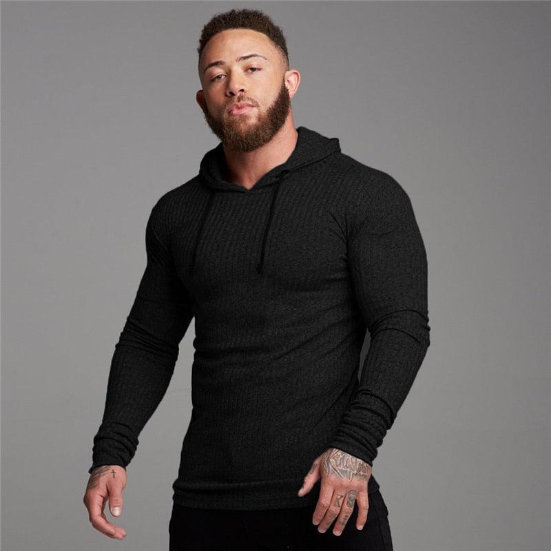 New Fashion Men's Hooded T-shirt - Slim Fit Sweaters Knittwear Mens Long Sleeve Pullovers (TM5)(CC1)(1U100)(TM7)(1U101)(1U100)