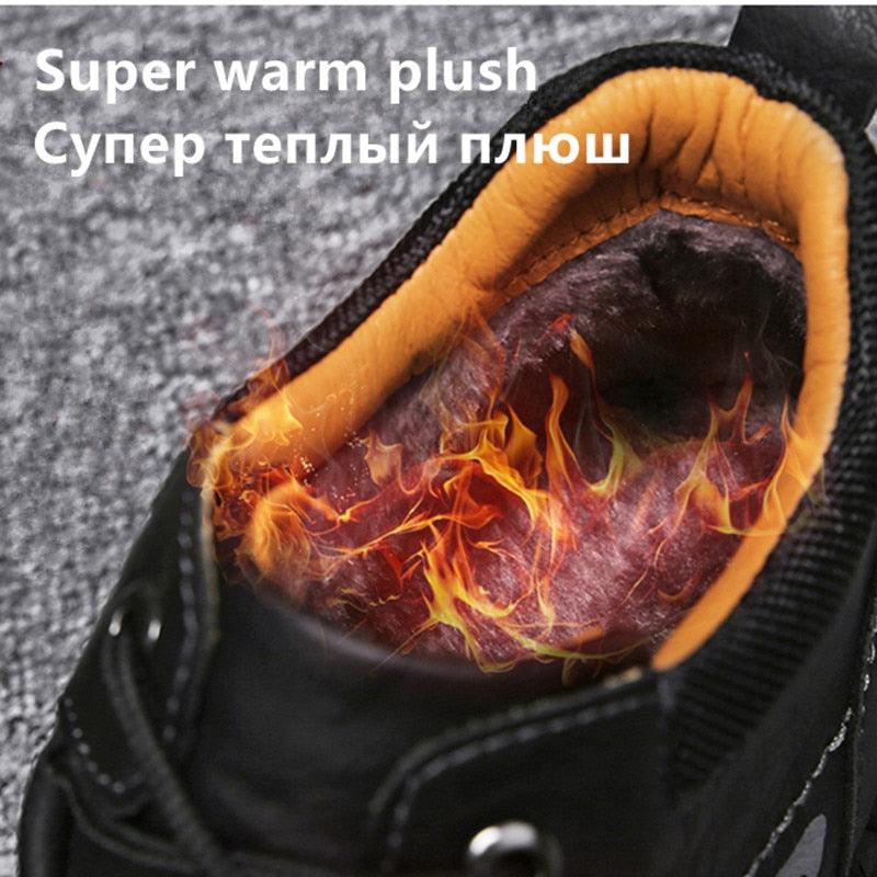 New Winter Men Boots - Thick Plush Warm Men Snow Boots - Leather Ankle Boots Handmade Motorcycle Boots Outdoor Shoes (MSB4)(MSB5)(MSB4A) - Deals DejaVu