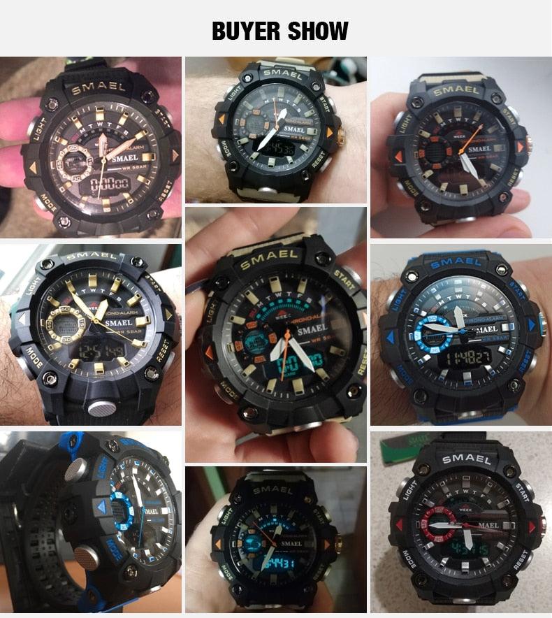 Military Watches - Men Sport Watch - New 50M Waterproof Wristwatch Stopwatch Alarm LED Light (MA9)(RW)(1U84)