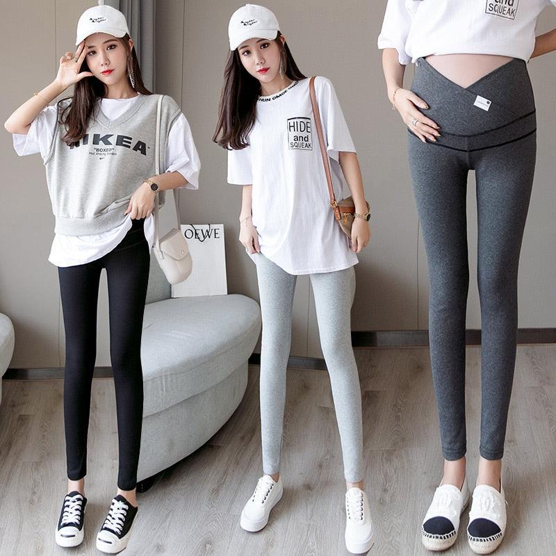 New Autumn Winter Skinny Maternity Legging - Across V Low Waist Belly Legging for Pregnant Women Cotton Pregnancy Pencil Pants (2Z7)(7Z2)(1U4)