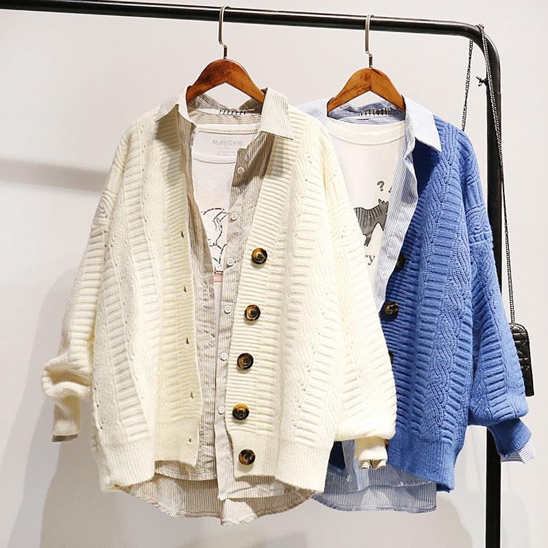 Great Women Autumn Winter Knit Sweater and Cardigans - Open Stitch Loose Knit Cardigans Pink Jumpers Winter Sweater Coat Femme (TP4)(TB8C)(1U23) - Deals DejaVu