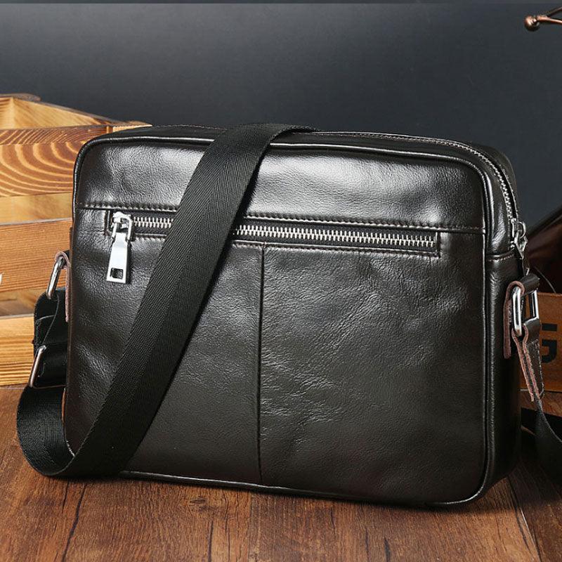 Amazing Vintage Men Genuine Leather Shoulder Bag - Mens Messenger Bags - Male Crossbody Handbag Tote Bags Business Casual Bags For Men (3MA1)(LT4)(1U78) - Deals DejaVu