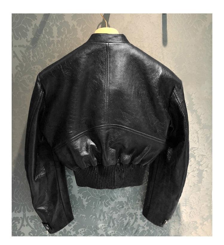Spring Short Patchwork Faux Leather Jackets for Women - Long Sleeve Zipper Crop Top Runway Plus Size Korean Fashion 7xl (TB8B)(TB8A)(TP3)(1U23) - Deals DejaVu