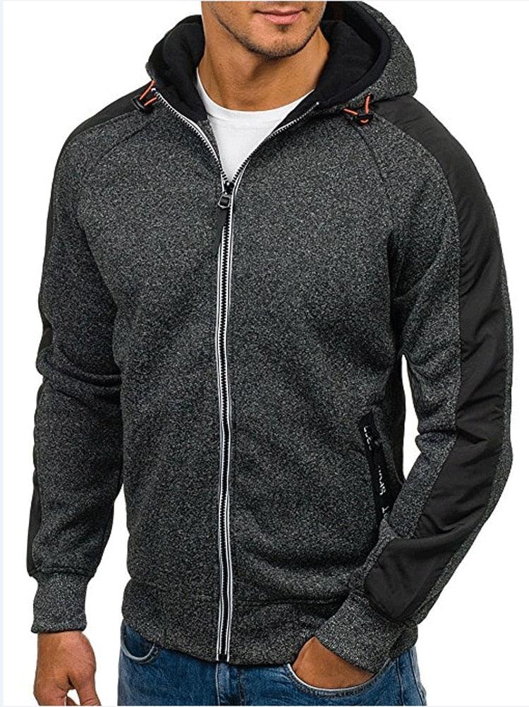 Men Sports Casual Wear Zipper - Fashion Tide Jacquard Hoodie - Fleece Jacket Fall Sweatshirts Spring Autumn Coat (TM5)(CC1)(1U100)
