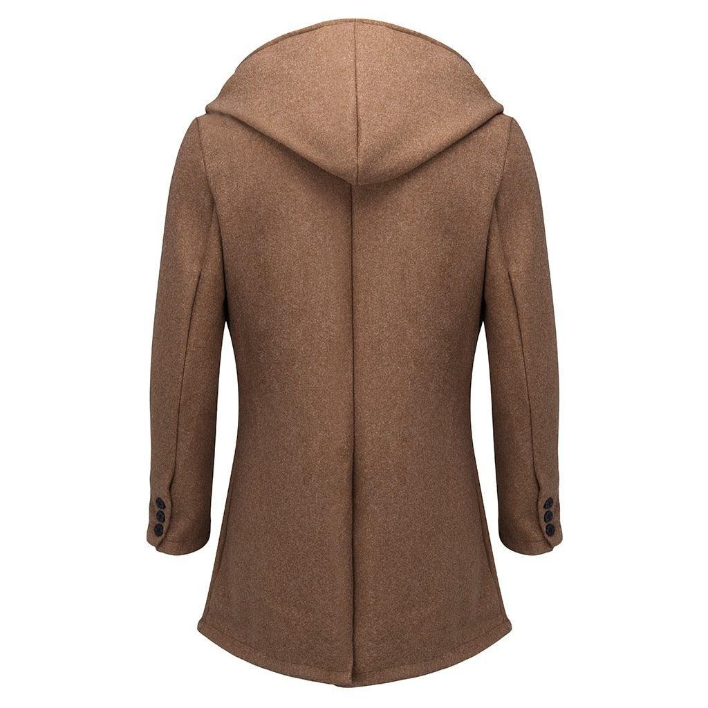Solid Winter Trench Mens England Style Long Sleeve - Casual Slim Warm Double Breasted Coats Men Hooded Male Hoodies (D100)(TM4)(CC1) - Deals DejaVu
