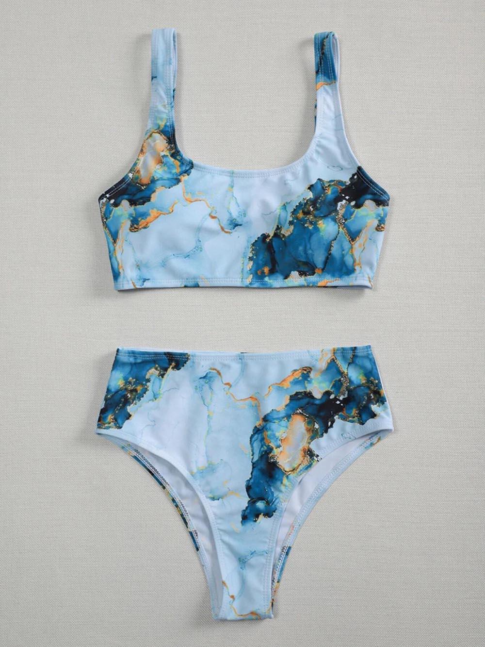 New Print Sport Bandeau Push up Bikinis - Sexy Marble Women Swimsuit High Waist Swimwear Women bathing suit Beach wear (TB8D)(1U26)(F26) - Deals DejaVu
