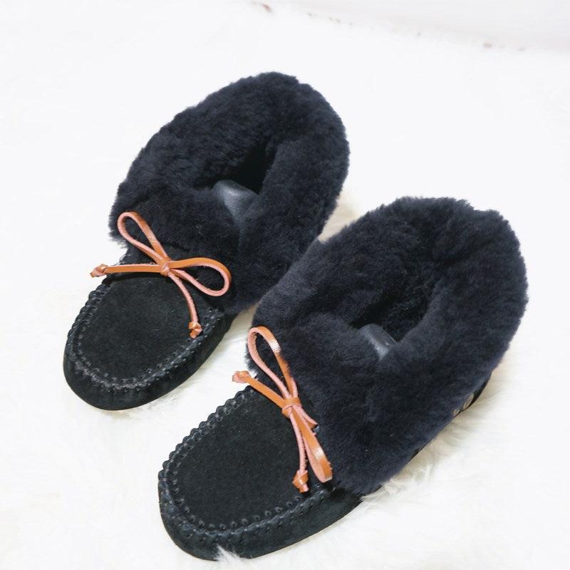 Amazing 100% Genuine Leather waterproof women flat shoes - comfortable winter warm natural fur snow shoes fashion non-slip (FS)(CD)(1U40)(1U38)(1U107)