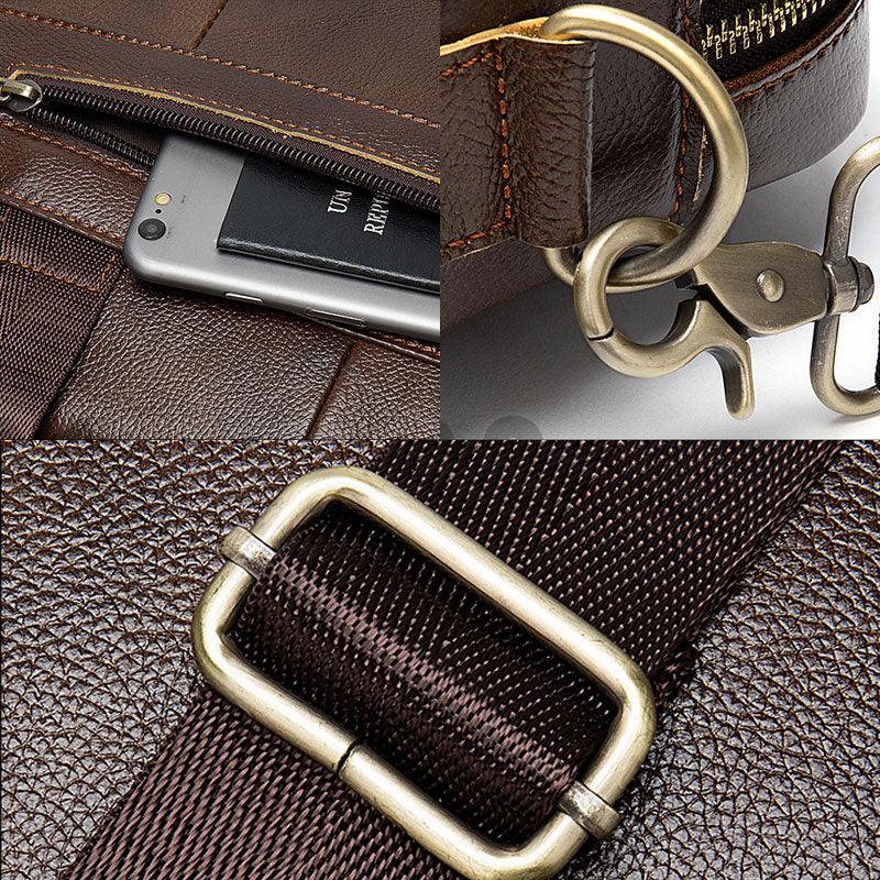 New Vintage Leather Men Bag - Genuine Leather Messenger Bag - Men Shoulder Bags Male Laptop Briefcase Bag Casual Men Handbag (3MA1)(LT4)(1U78) - Deals DejaVu