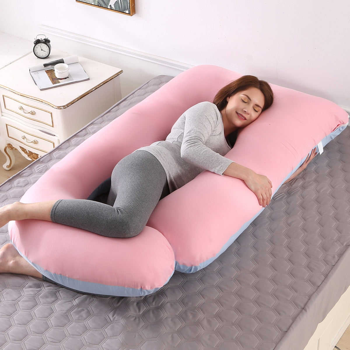 Superior Quality Pregnancy Pillow - Large Size Sleeping - Support Pillow For Pregnant Women - Nice J Shape Maternity Pillows (8Z2)(9Z2)(1Z3)(1U7) - Deals DejaVu