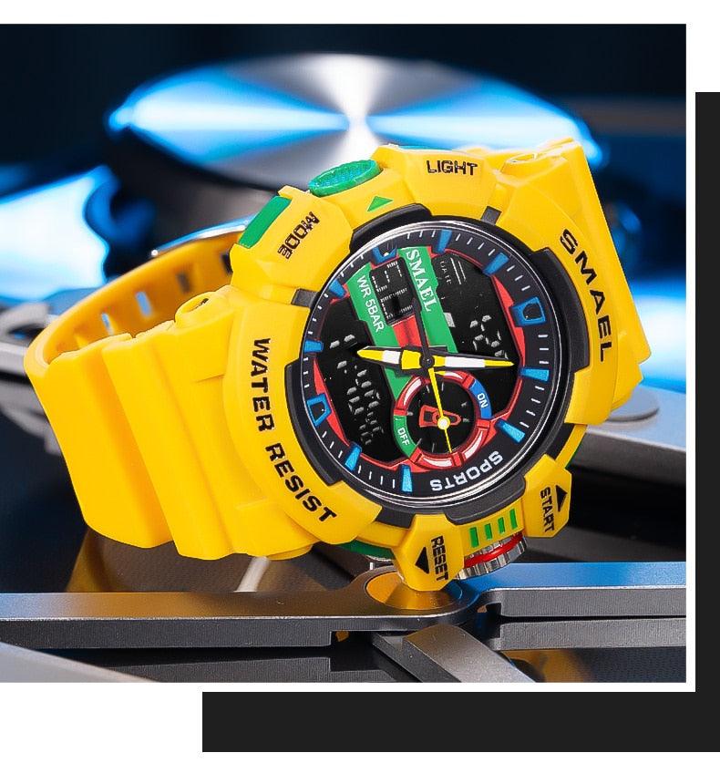 Military Watch For Men 50M Waterproof Clocks Luminous - Hands Digital Wristwatches Black Gold (MA9)(RW)(1U84)