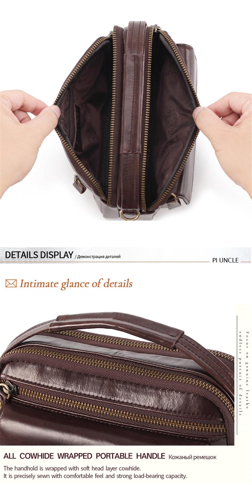 Great Men Shoulder Bag - men genuine Leather Shoulder Bags - Men Handbags Capacity Soft Leather Bag For Man Messenger Bags Tote Bag (3MA1)(LT4)(1U78) - Deals DejaVu