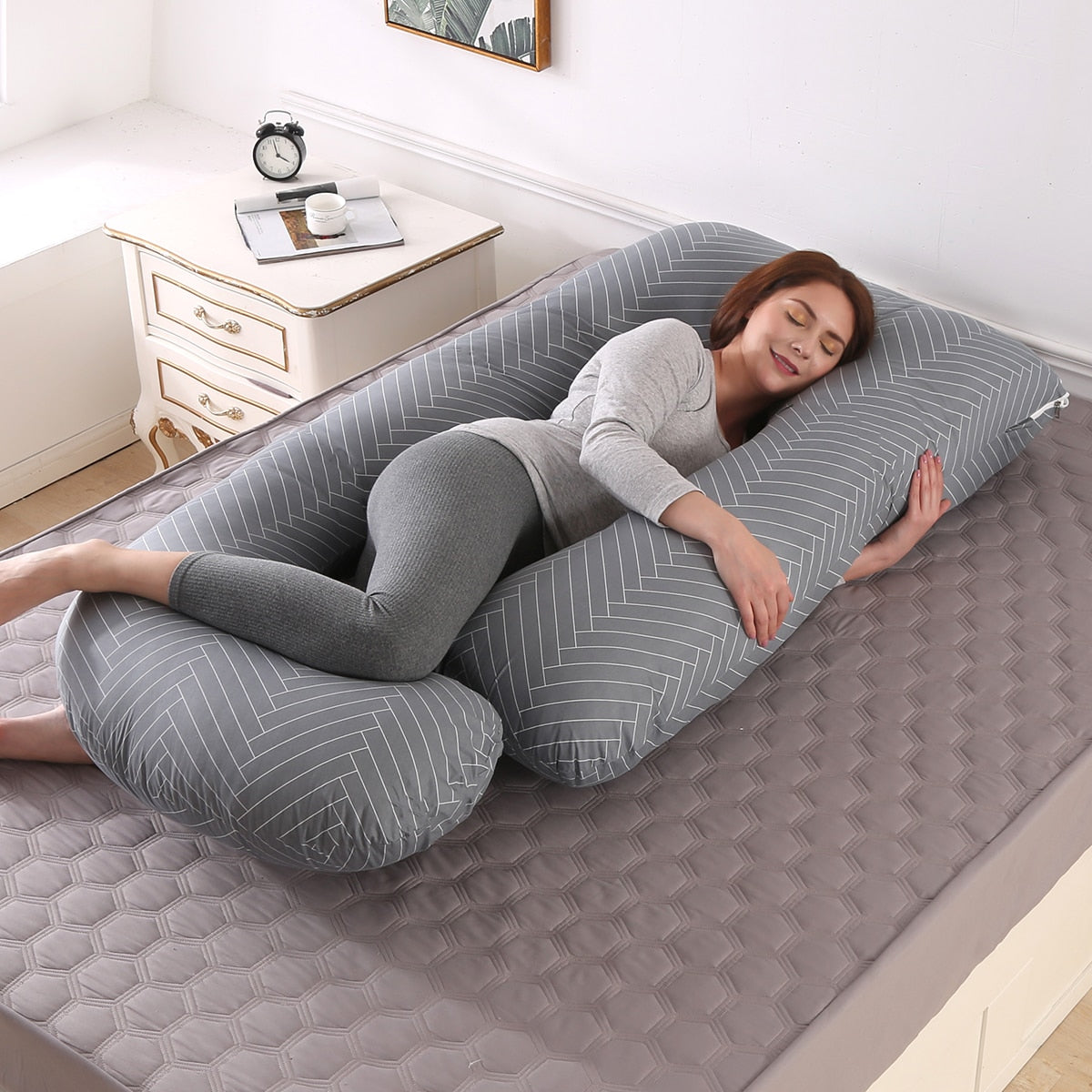 Superior Quality Pregnancy Pillow - Large Size Sleeping - Support Pillow For Pregnant Women - Nice J Shape Maternity Pillows (8Z2)(9Z2)(1Z3)(1U7) - Deals DejaVu