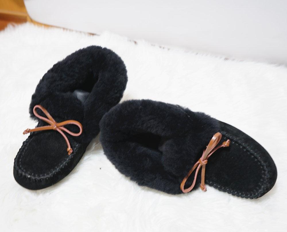 Amazing 100% Genuine Leather waterproof women flat shoes - comfortable winter warm natural fur snow shoes fashion non-slip (FS)(CD)(1U40)(1U38)(1U107)