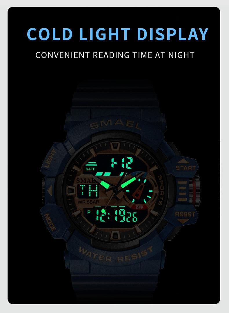 Military Watch For Men 50M Waterproof Clocks Luminous - Hands Digital Wristwatches Black Gold (MA9)(RW)(1U84)