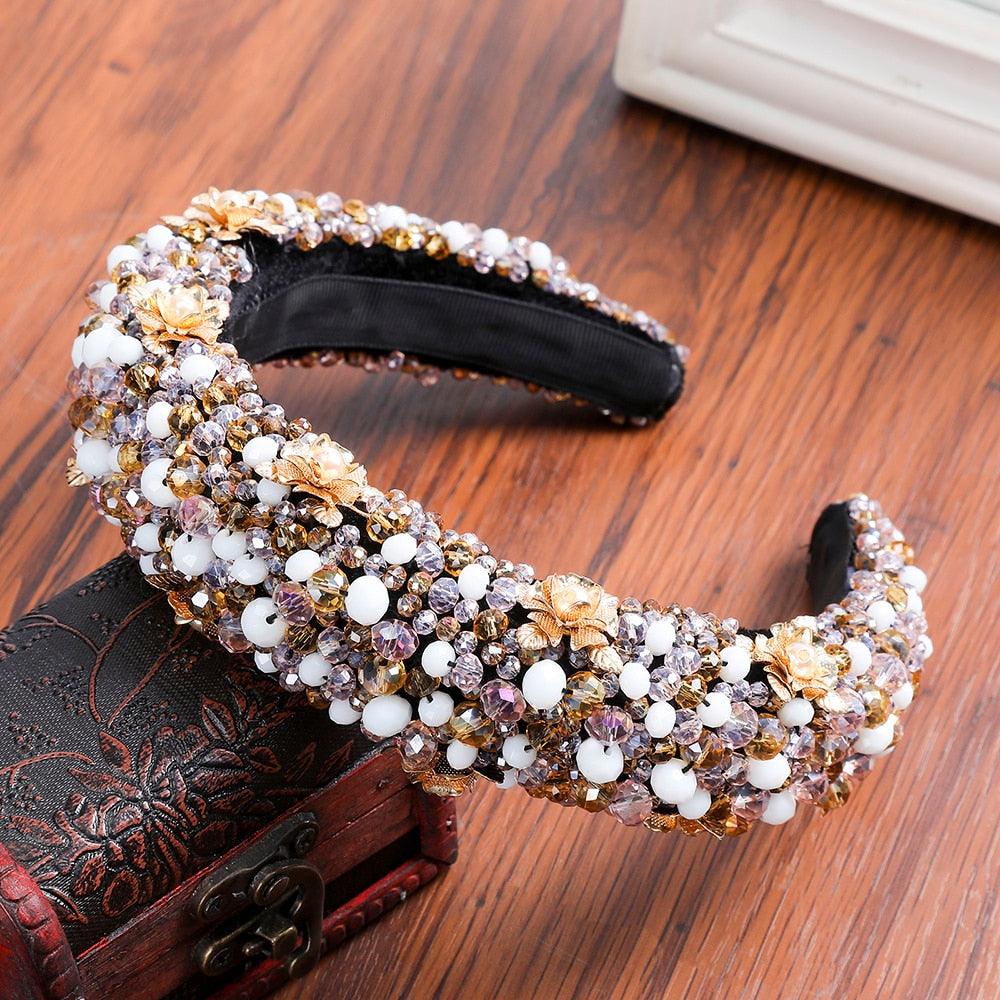 Nice Thick Sponge Velvet Hairbands - Non-Slip Beaded Luxury Gorgeous Headband - Fashion Hair Accessories(1U88)