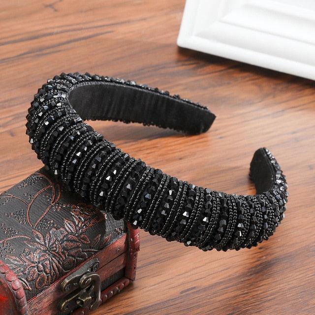 Thick Sponge Velvet Hairbands - Luxury Colored Rhinestones Wild Gorgeous Headband (1U88)