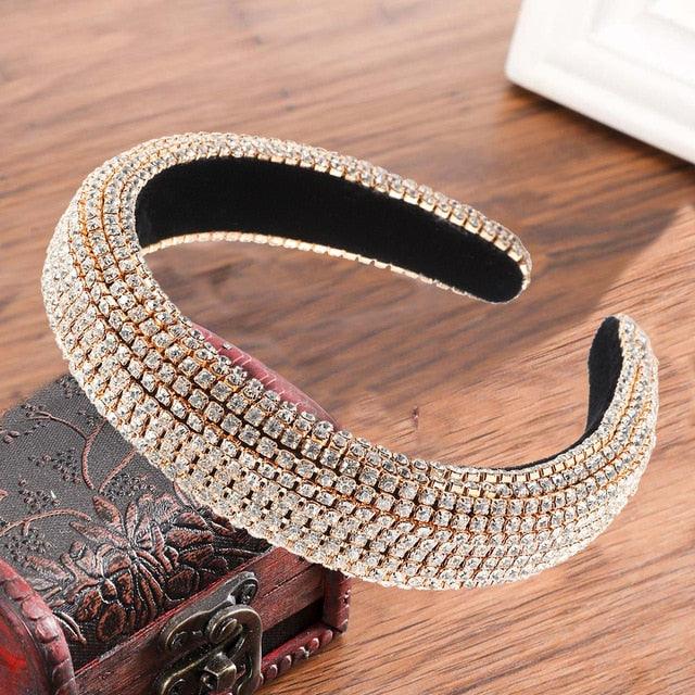 Thick Sponge Velvet Hairbands - Luxury Colored Rhinestones Wild Gorgeous Headband (1U88)