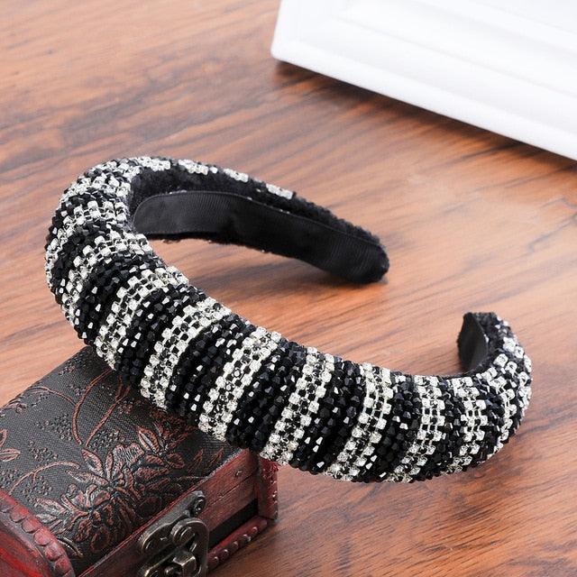 Thick Sponge Velvet Hairbands - Luxury Colored Rhinestones Wild Gorgeous Headband (1U88)