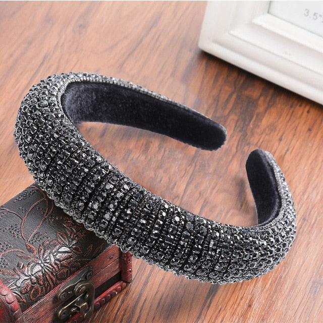 Thick Sponge Velvet Hairbands - Luxury Colored Rhinestones Wild Gorgeous Headband (1U88)