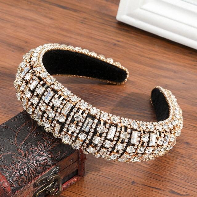 Thick Sponge Velvet Hairbands - Luxury Colored Rhinestones Wild Gorgeous Headband (1U88)
