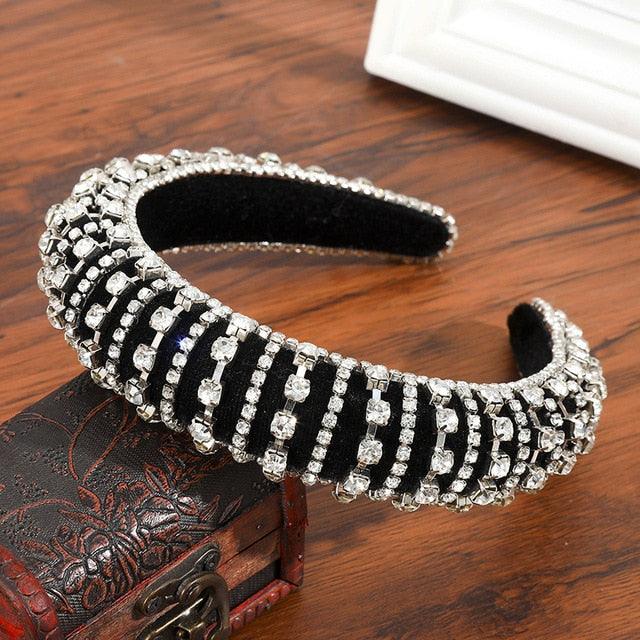 Thick Sponge Velvet Hairbands - Luxury Colored Rhinestones Wild Gorgeous Headband (1U88)