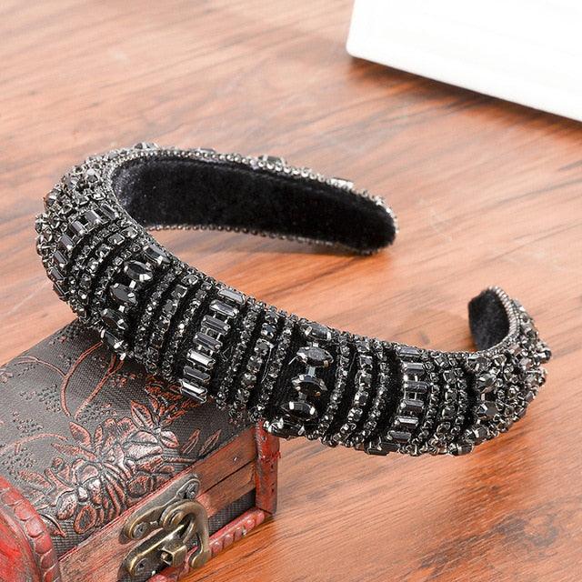 Thick Sponge Velvet Hairbands - Luxury Colored Rhinestones Wild Gorgeous Headband (1U88)
