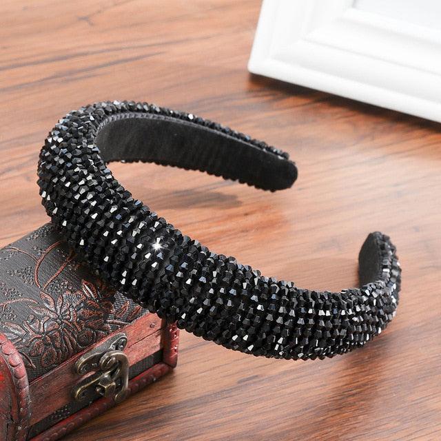 Thick Sponge Velvet Hairbands - Luxury Colored Rhinestones Wild Gorgeous Headband (1U88)