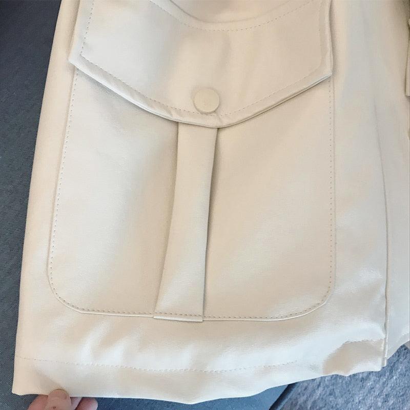 New Winter Oversized Leather Jacket - Women with Faux Rex Rabbit Fur Inside Warm Soft Thickened Fur Lined Coat Long Sleeve (TB8B)(TB8A)(TP3)(1U23) - Deals DejaVu