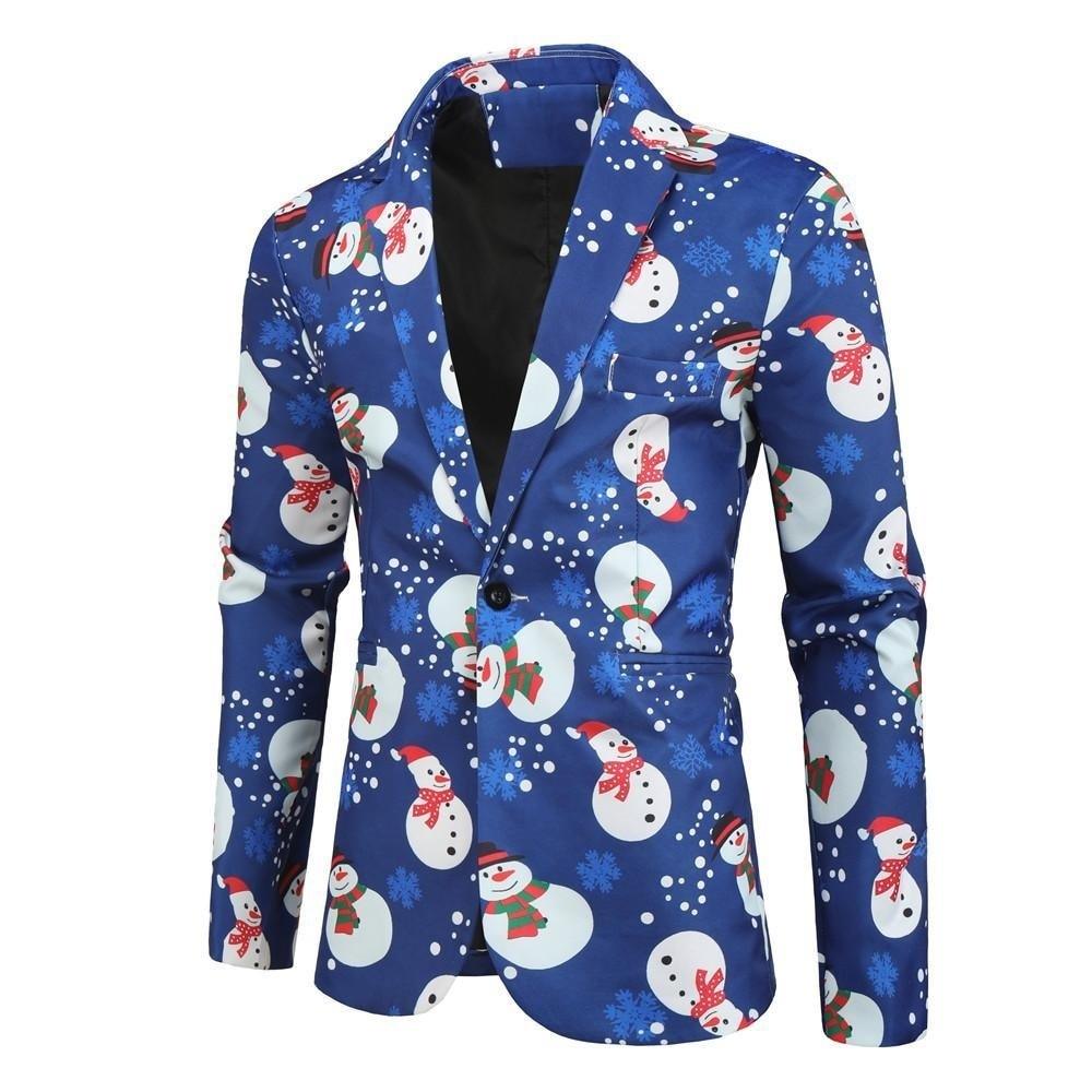Men's Christmas Blazers Jacket - Floral Print Painting 3D - Party Coat Casual Slim Fit Blazer (T2M)(CC5) - Deals DejaVu