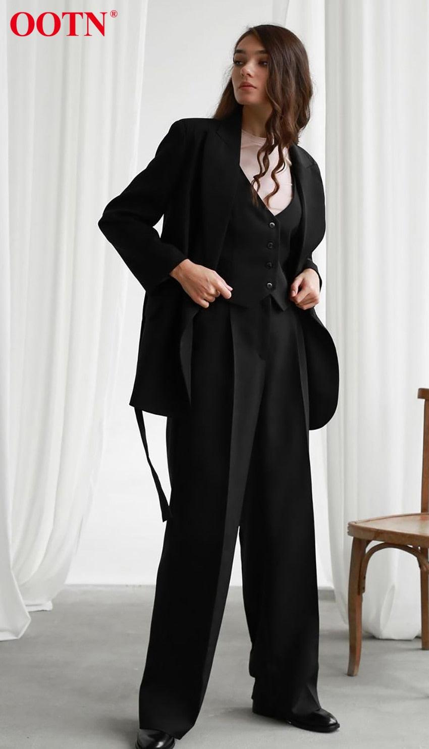 Office lady Baggy Trouser High Waist Elegant All-Match Wide Leg Pants - Women Plus Length Spring Pocket Zipper Street Pants (BP)(1U25) - Deals DejaVu