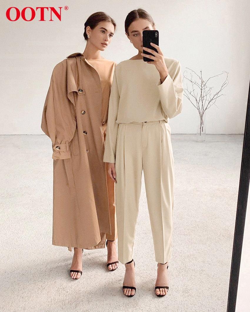 Great Brown Pencil Pants Female Autumn Winter Elegant Ladies Plain Casual Black Pants - Office Work Straight Women Trousers (D25)(BP)(1U25) - Deals DejaVu