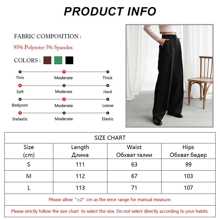 Office lady Baggy Trouser High Waist Elegant All-Match Wide Leg Pants - Women Plus Length Spring Pocket Zipper Street Pants (BP)(1U25) - Deals DejaVu