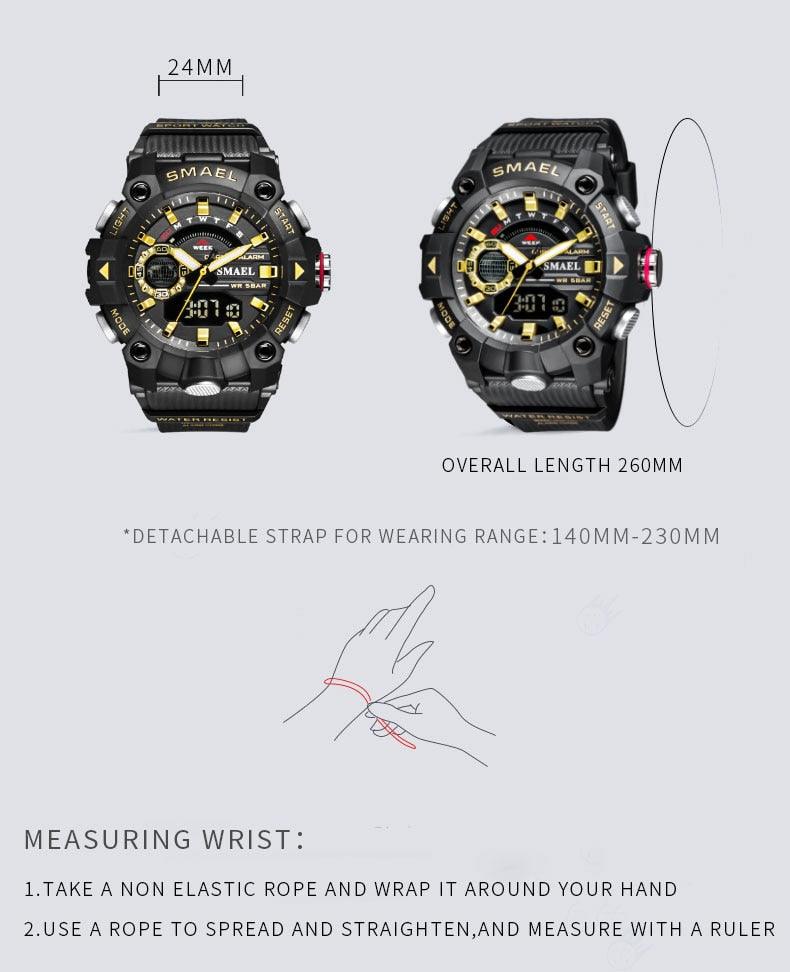 Military Watches - Men Sport Watch - New 50M Waterproof Wristwatch Stopwatch Alarm LED Light (MA9)(RW)(1U84)