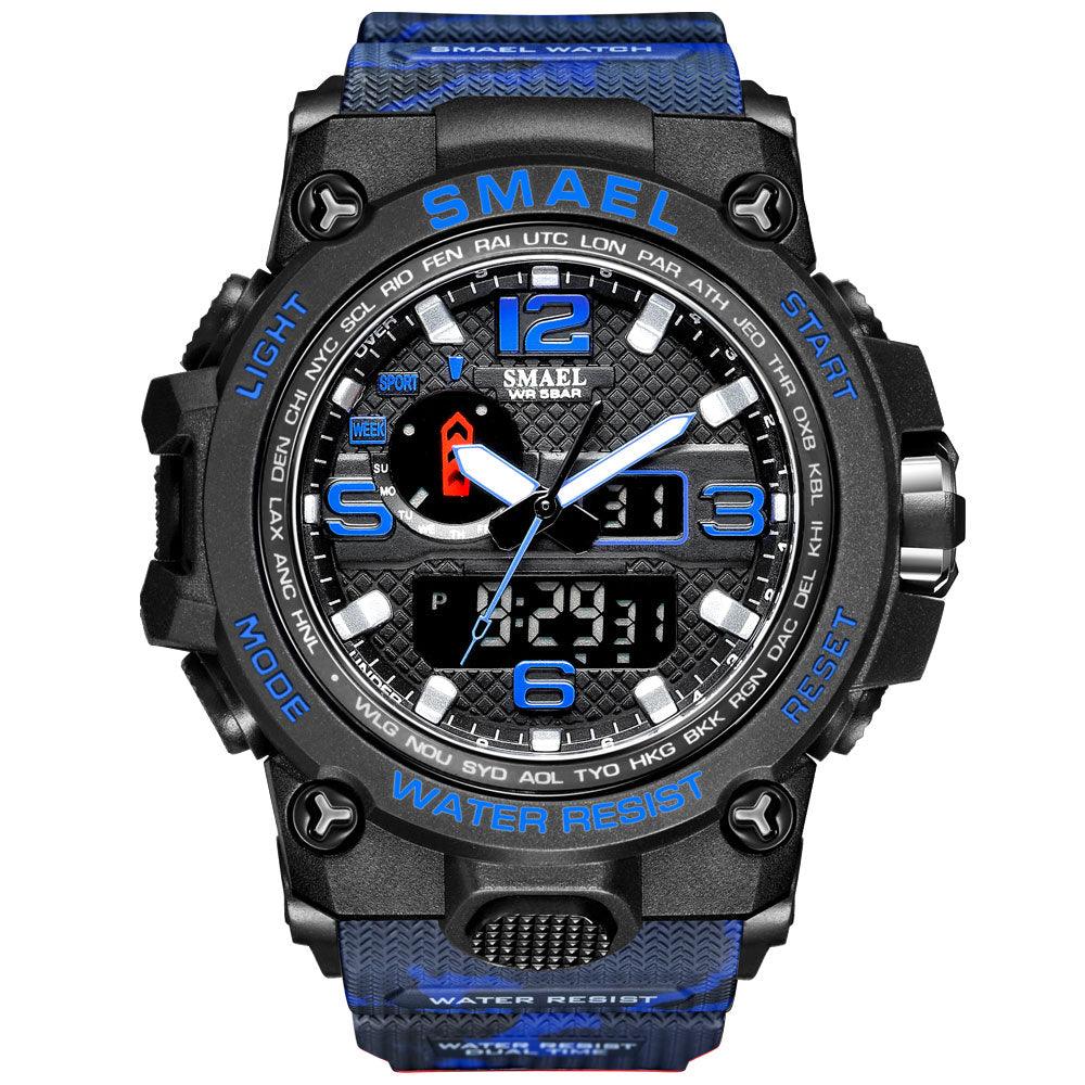Great Watches For Men - 50M Waterproof Clock Alarm - reloj 1545D Dual Display Wristwatch Quartz Military Watch Sport (MA9)(RW)(1U84)