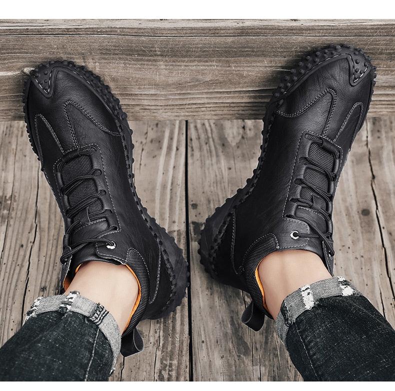 New Winter Men Boots - Thick Plush Warm Men Snow Boots - Leather Ankle Boots Handmade Motorcycle Boots Outdoor Shoes (MSB4)(MSB5)(MSB4A) - Deals DejaVu