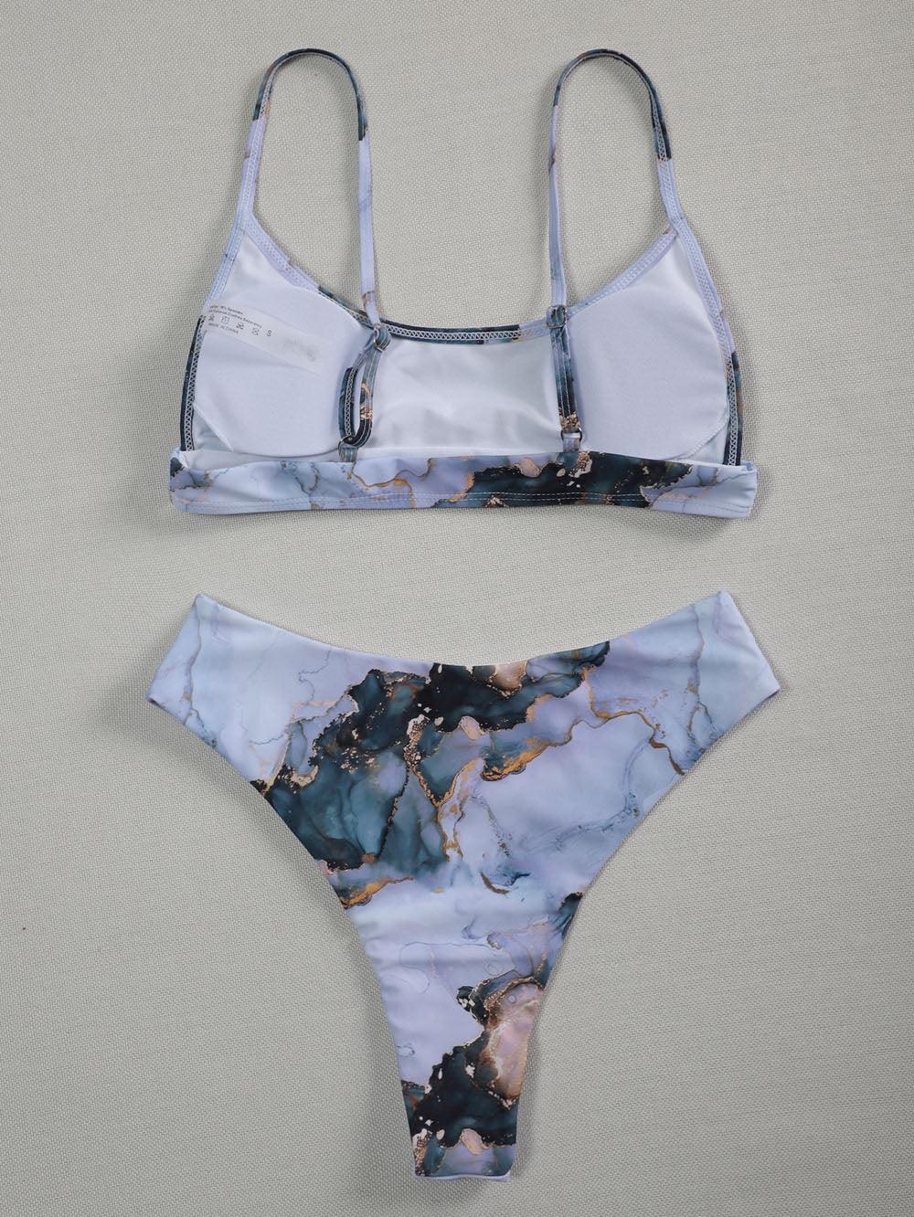 New Print Sport Bandeau Push up Bikinis - Sexy Marble Women Swimsuit High Waist Swimwear Women bathing suit Beach wear (TB8D)(1U26)(F26) - Deals DejaVu