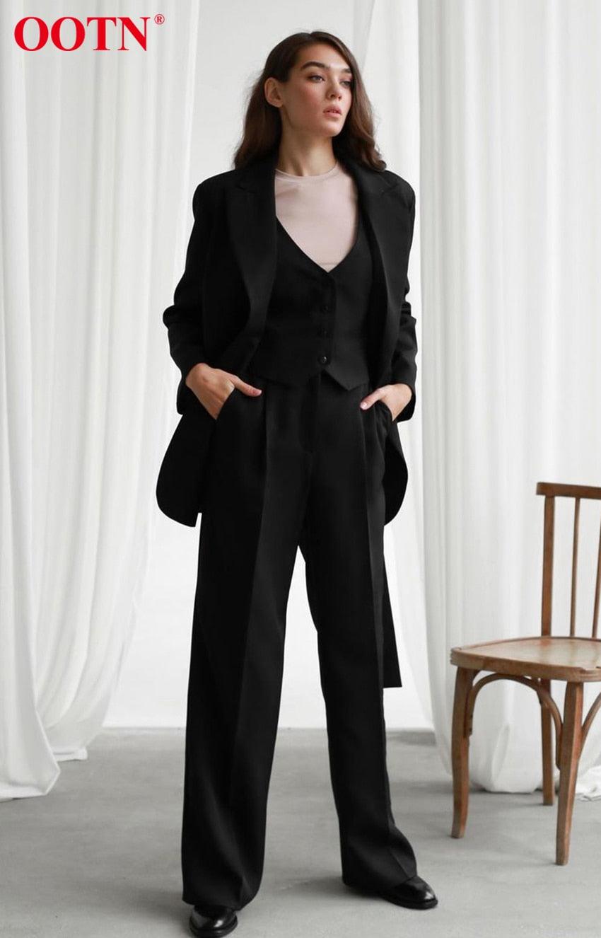 Office lady Baggy Trouser High Waist Elegant All-Match Wide Leg Pants - Women Plus Length Spring Pocket Zipper Street Pants (BP)(1U25) - Deals DejaVu