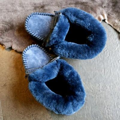 Amazing 100% Genuine Leather waterproof women flat shoes - comfortable winter warm natural fur snow shoes fashion non-slip (FS)(CD)(1U40)(1U38)(1U107)