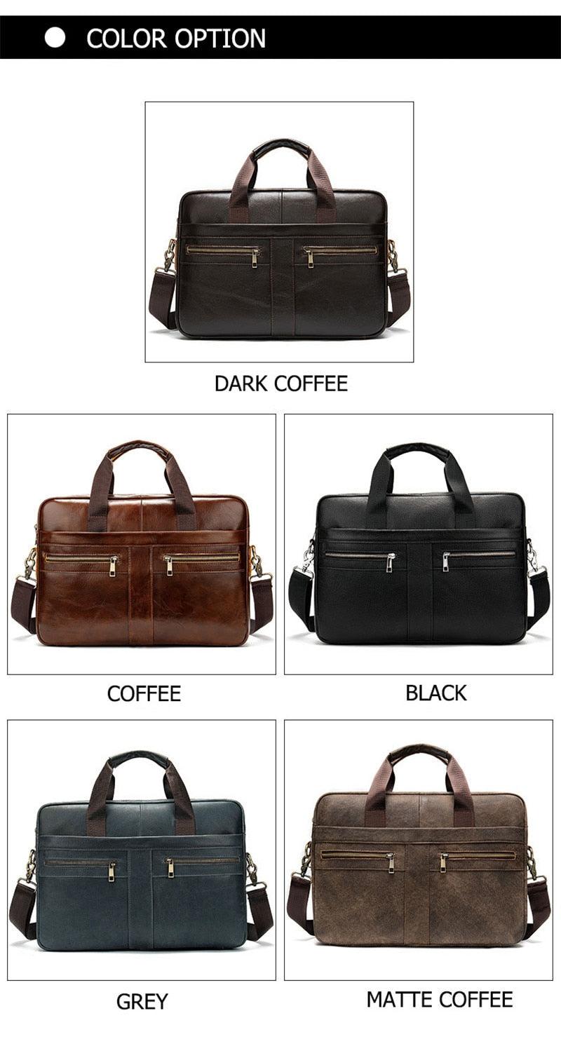 New Vintage Leather Men Bag - Genuine Leather Messenger Bag - Men Shoulder Bags Male Laptop Briefcase Bag Casual Men Handbag (3MA1)(LT4)(1U78) - Deals DejaVu