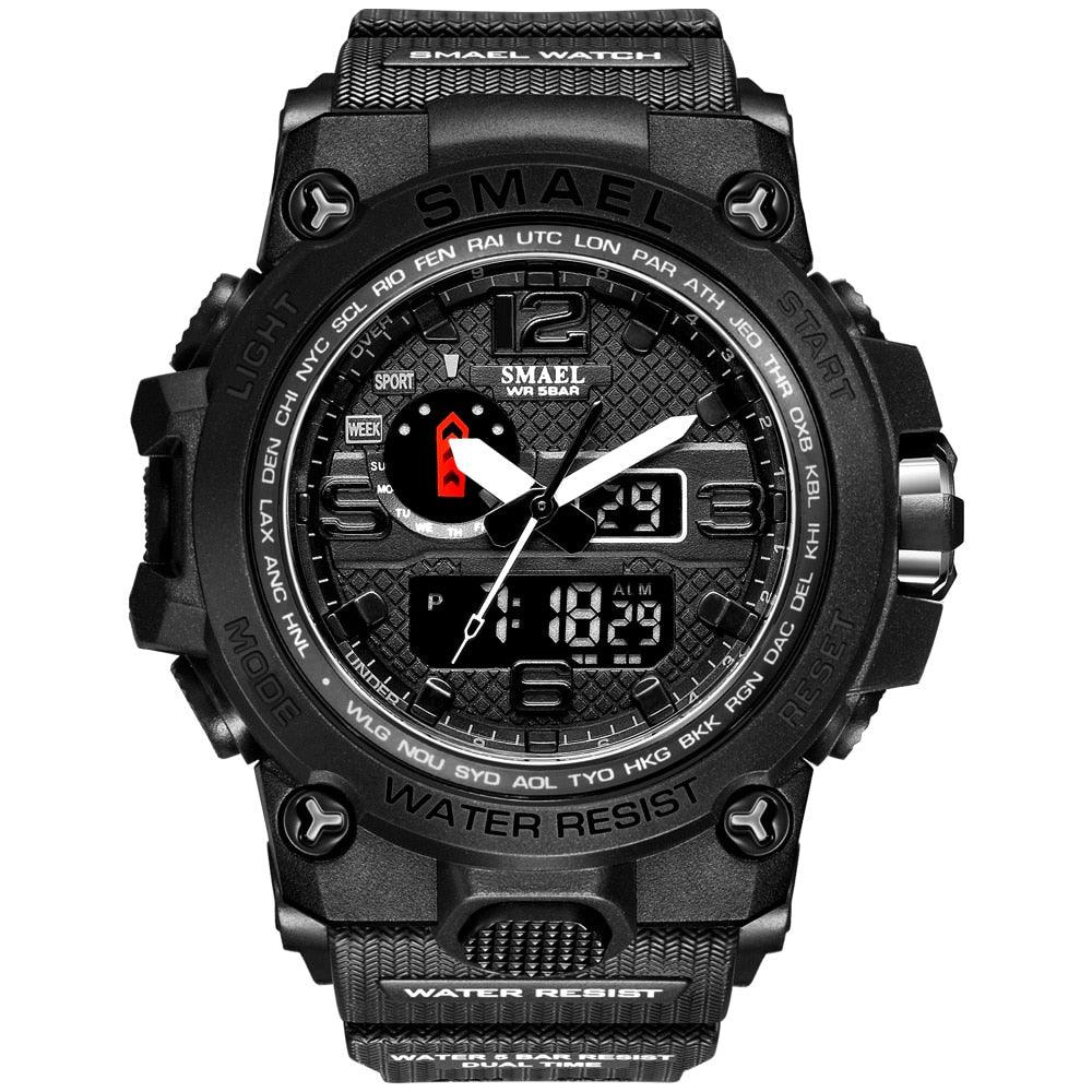 Great Watches For Men - 50M Waterproof Clock Alarm - reloj 1545D Dual Display Wristwatch Quartz Military Watch Sport (MA9)(RW)(1U84)
