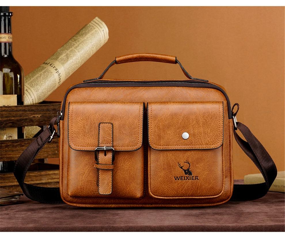 Great Men's Briefcase - Casual bag Men Small Messenger Bag - Vintage Shoulder Bags Male Flap Bags Capacity Men Handbag for male (3MA1)(LT4)(1U78) - Deals DejaVu