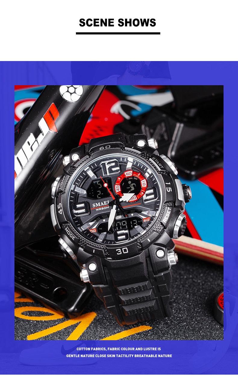 Quartz Watch For Men - Waterproof Stopwatch LED - Male Clock - Sport Watches Men relogio masculino Digital (MA9)(RW)(1U84)