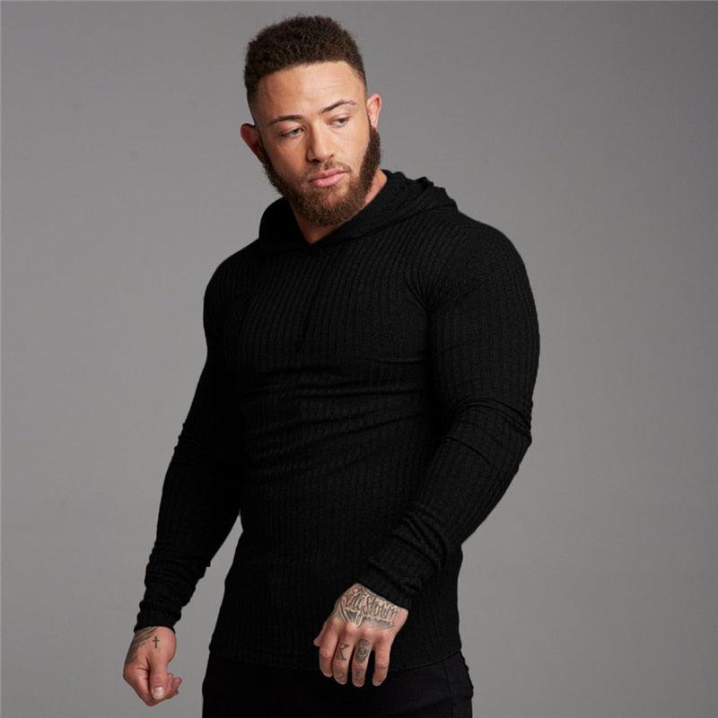 New Fashion Men's Hooded T-shirt - Slim Fit Sweaters Knittwear Mens Long Sleeve Pullovers (TM5)(CC1)(1U100)(TM7)(1U101)(1U100)