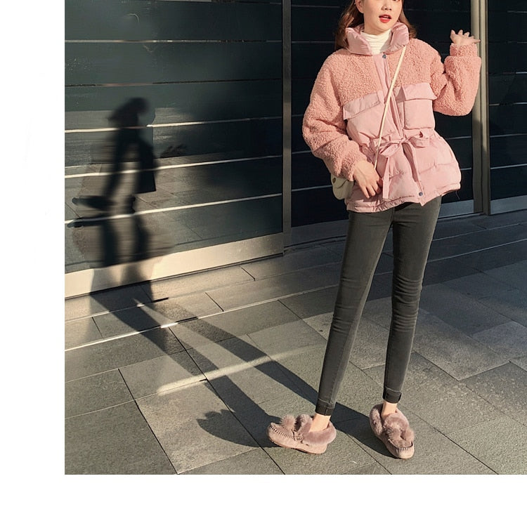 Trending Winter 100% Genuine Leather Real Wool Women Flats New Fashion Female - Plus Size Snow Shoes (FS)(CD)(1U40)(1U38)(1U107)