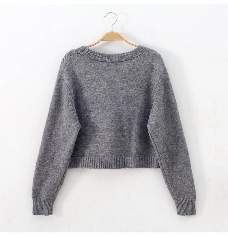 Great Women Cardigans Spring Short Cropped Cardigans - Button Up V neck Twisted Knitted White Cardigan Sueter Feminino (TP4)(TB8C)(1U23) - Deals DejaVu