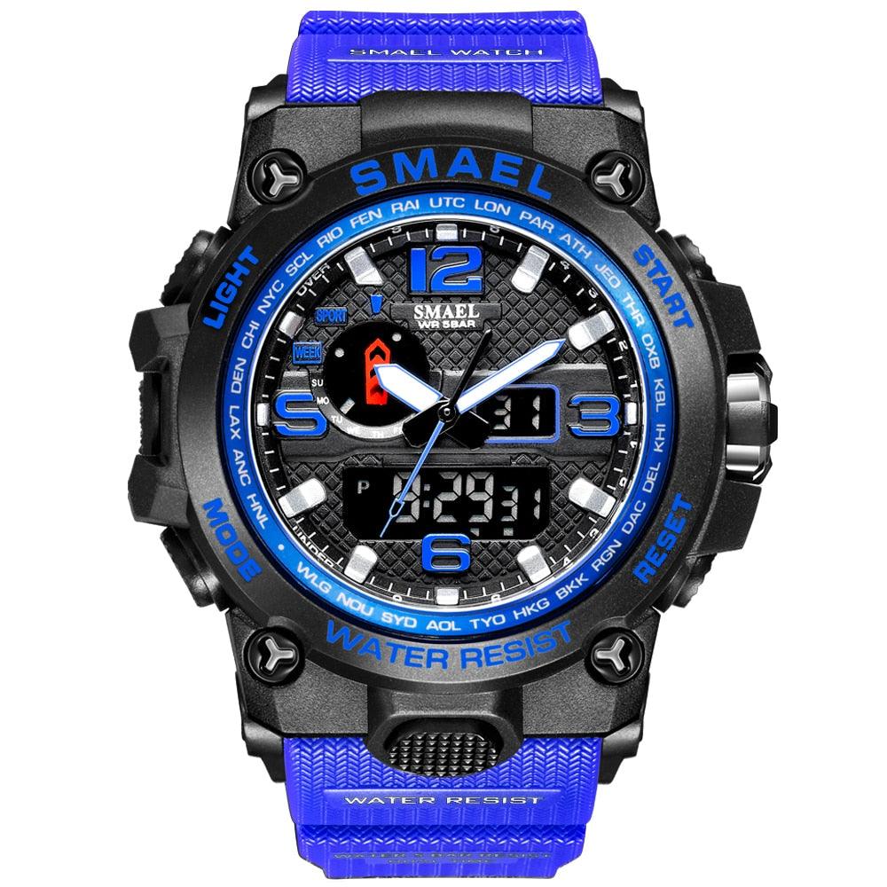 Great Watches For Men - 50M Waterproof Clock Alarm - reloj 1545D Dual Display Wristwatch Quartz Military Watch Sport (MA9)(RW)(1U84)