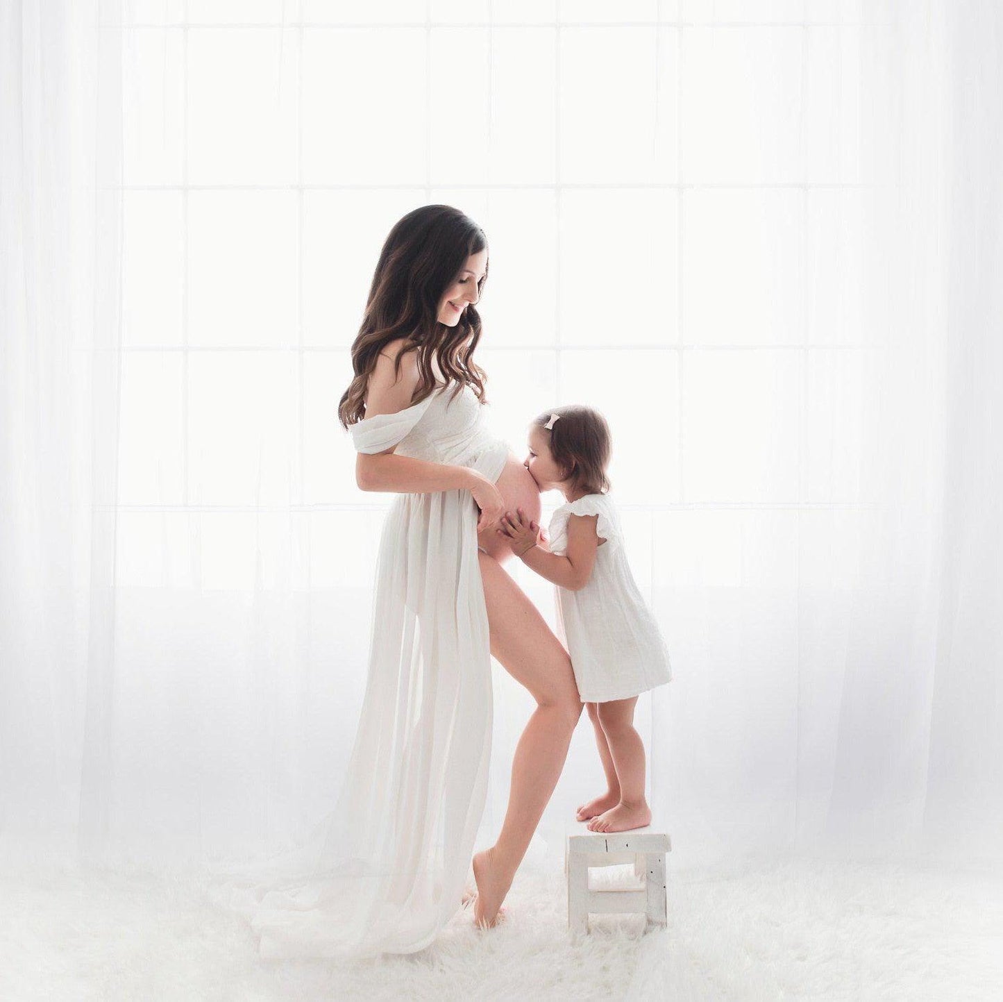 Great White Maternity Dresses For Photography Gown - Baby Shower Dresses -Prenatal Photo Clothes Chiffon Floor(1U5)(Z6)(Z8)(1Z1)(2Z1)(3Z1)(4Z1)(7Z1)