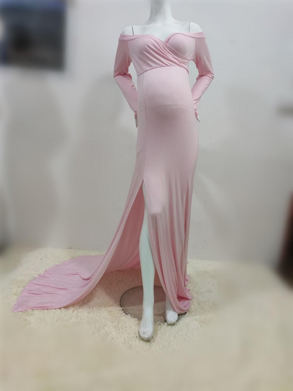 Sexy Maternity Dresses - For Photo Shoot Maxi Gown Split Side Women Pregnant Photography Props (1U5)(Z6)(Z8)(1Z1)(2Z1)(3Z1)(4Z1)(7Z1)